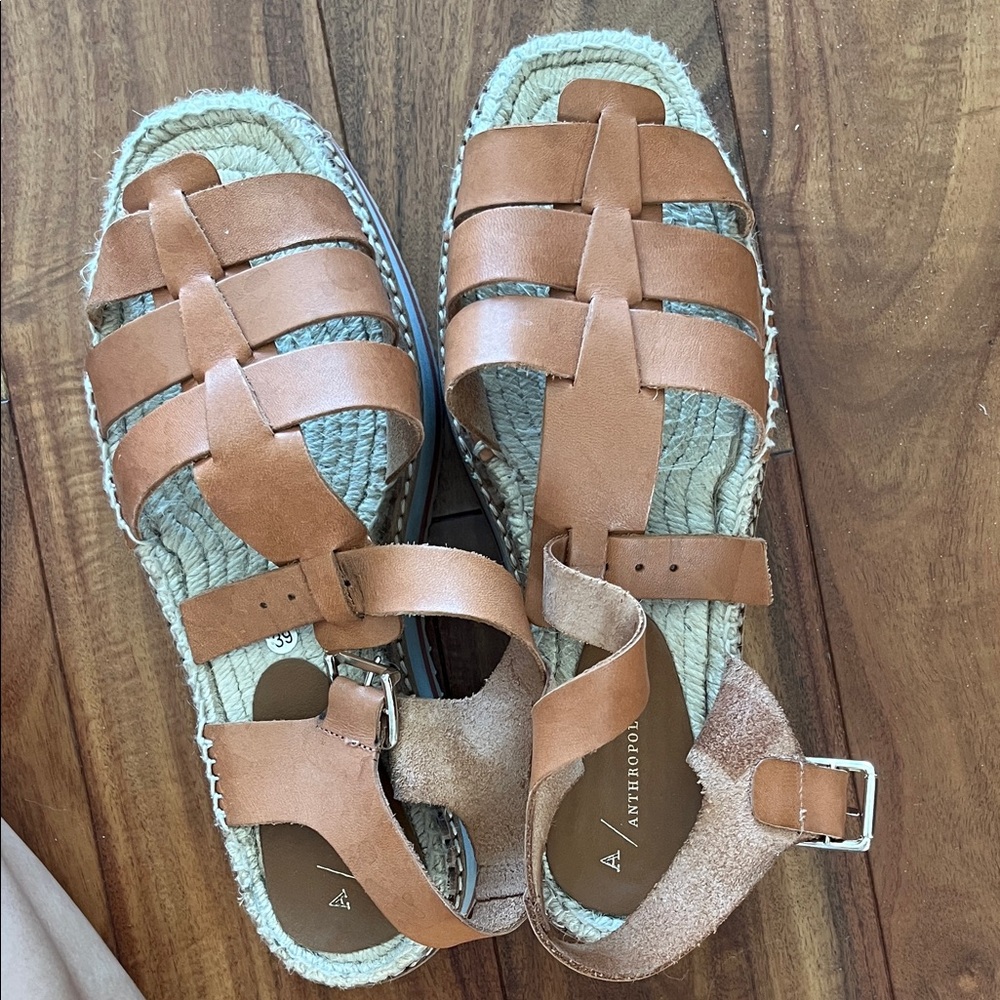 Anthropologie Brown Espadrille Sandals